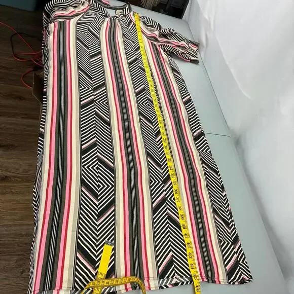 Anthropologie Geometric Pattern Striped Midi Dress with High Neck -NWT - Picture 11 of 14